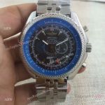 Copy Breitling Bentley Continental GT3 Watch SS Black Chronograph w/ Blue Inner